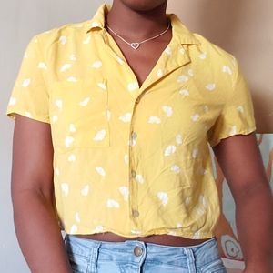 Yellow Button-Up Crop Top